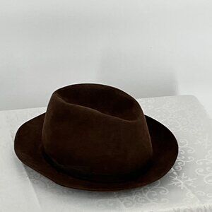 Paul Stuart Fortnighter Brown‎ Felt Fedora Hat Made In England 7 3/8